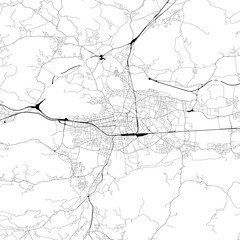 Monochrome city map with road and train network of	Klagenfurt, Austria
