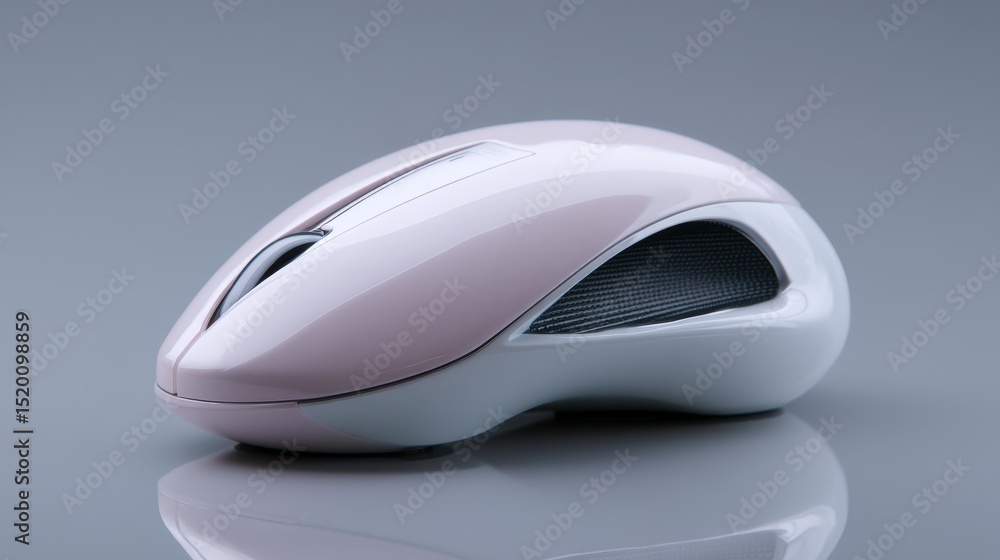 Poster sleek and modern wireless computer mouse in a stylish design with a glossy finish.
