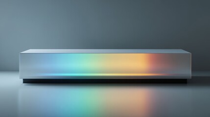 Sleek and modern device reflecting vibrant colors on a smooth surface.