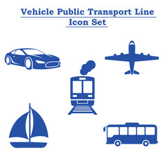 Flat and modern vector Transportation, vehicle concepts, car, train, bus, boat, and airplane silhouette illustration.