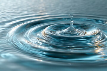 Water droplet impact, creating ripples. Pure, clean, aqua.