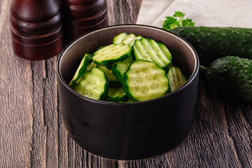 Fresh green ripe cucumber slices