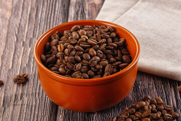 Roasted brown araboca coffee beans