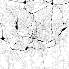Monochrome city map with road and train network of	Charleroi, Belgium