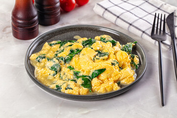 Omelette with spinach for breakfast