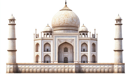 Fototapeta premium Iconic Taj Mahal on White Background
