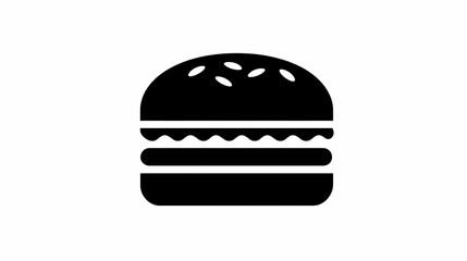 Fototapeta premium Burger Icon Black Silhouette Vector Fast Food Illustration Hamburger Graphic Design Restaurant Menu Symbol Junk Food Delivery App Element 