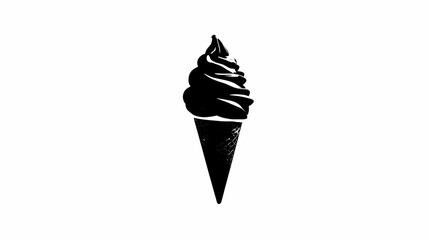 Simple Black Ice Cream Silhouette Icon: Isolated Design Element for Summer Treats and Dessert Menus
