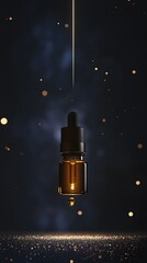 Amber glass dropper bottle with a golden drop.