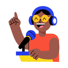 Flat style illustration showing a singing character