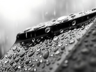 Raindrops on Car with Rainy Day.