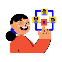 A flat style illustration showing students doing group study