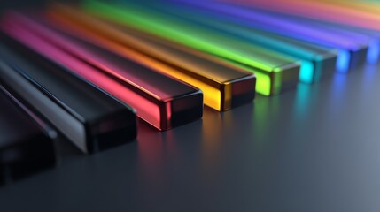 Vibrant colored bars in a row showcasing a spectrum of light and energy.