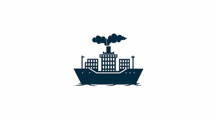 Obraz premium Chinese Cargo Ship Icon Design: Maritime Transport Vector Illustration for Global Trade and Shipping Logistics Solutions 