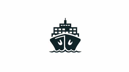 Obraz premium Chinese Cargo Ship Icon Vector Design Commercial Freighter Symbol Shipping Vessel Graphic Asian Maritime Transport Export Import Illustration Decorative Element 