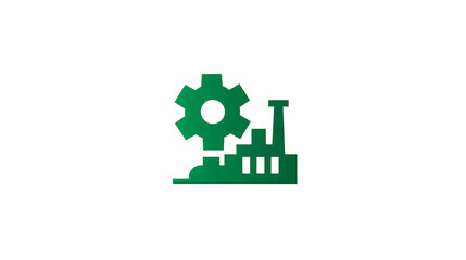 Fototapeta premium Industrial Machine Icon Simple White Background Technical Drawing Automated System Symbol Manufacturing Equipment Graphic Engineering Technology Element Modern Machinery Pictogram 