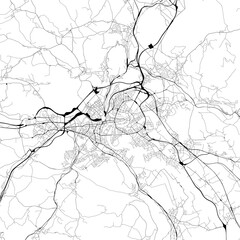 Monochrome city map with road and train network of	Bern, Switzerland