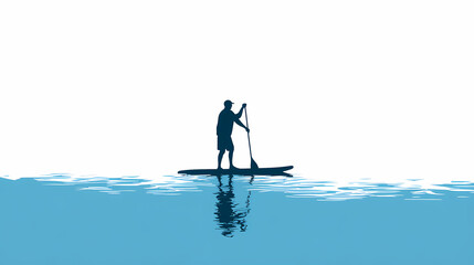 Naklejka premium Paddleboard Adventure Logo: Simple Flat Vector Design for Stand-Up Paddleboarding Water Sport Graphic and Active Lifestyle Brand Identity 