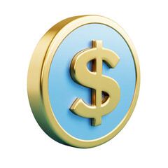 Obraz premium Golden dollar coin isolated on transparent background