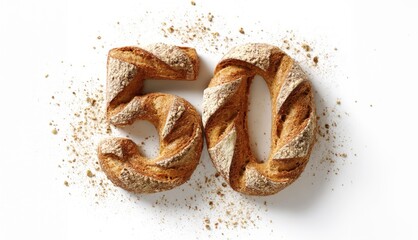 Zahl 50 aus Brot gebacken – rustikales Jubiläumsbrot