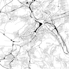 Monochrome city map with road and train network of	Stuttgart, Germany