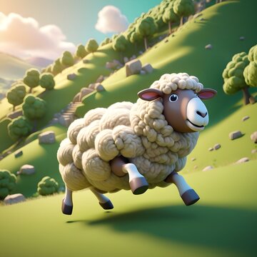 cartoon sheep on the grass