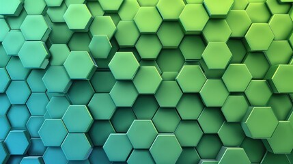 Hexagonal green background texture placeholder, radial center space, 3d rendering background