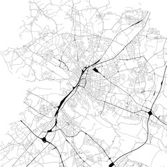 Monochrome city map with road and train network of	Bielefeld, Germany