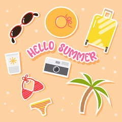 Hello Summer. A set of stickers for summer.