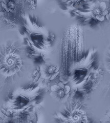 Modern floral repeat pattern with abstract style flowers
