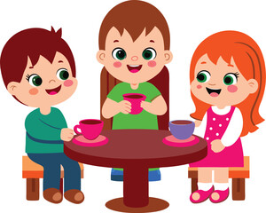 Children Enjoying Tea Time Together