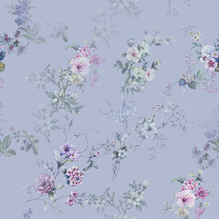 Modern floral repeat pattern with abstract style flowers
