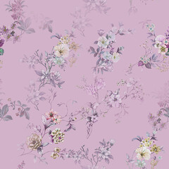 Modern floral repeat pattern with abstract style flowers
