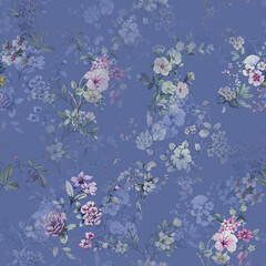 Modern floral repeat pattern with abstract style flowers
