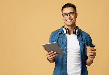 Online creative work and freelance during lockdown coronavirus. Cheerful attractive friendly young...
