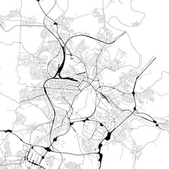 Monochrome city map with road network of	Kassel, GErmany