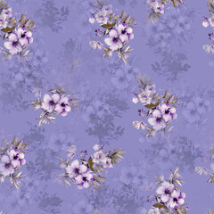 Modern floral repeat pattern with abstract style flowers

