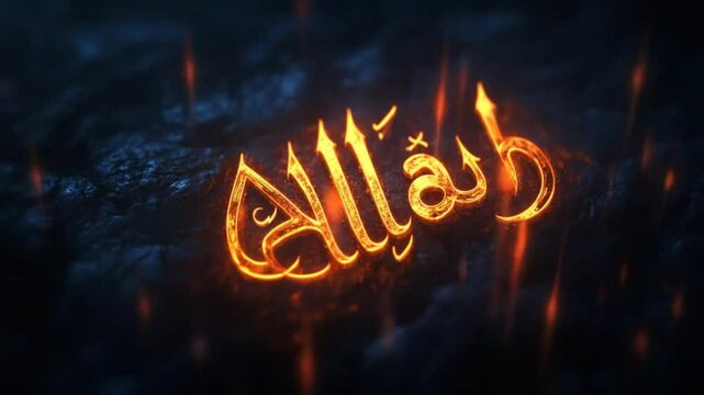 Beautiful Illuminated Calligraphy of Allah, Divine Name in Arabic, Religious Concept