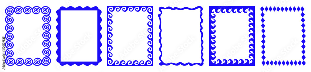 Poster Vector set of hand drawn cut out style  frames and borders - abstract design elements for decoration or logo design templates, prints, placards, posts in modern minimalist style with copy space for te