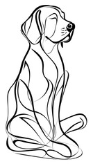 Abstract line drawing of a dog.