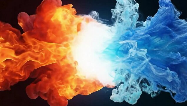 Collision of Fire and Ice &ndash; Dynamic Red vs Blue Smoke Clash