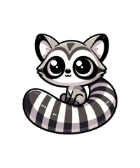 Obraz premium Playful cartoon vector illustration of a cute baby kitten with big eyes and a heart-shaped tail