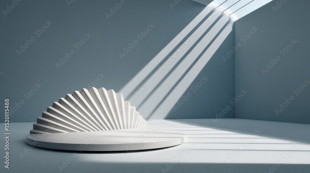 Poster Minimalist abstract light patterns create dynamic shadow play in modern interior space