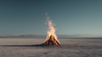 One isolated flame burning quietly, ideal for calm camping visuals and wilderness survival concepts.