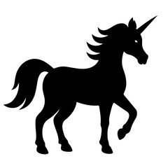 Obraz premium Black unicorn silhouette isolated on white background
