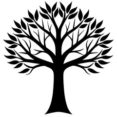 Stylized tree with leaves, isolated on white background