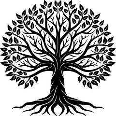 Obraz premium Stylized tree with leaves isolated on white background