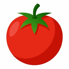 Single red tomato isolated on white background