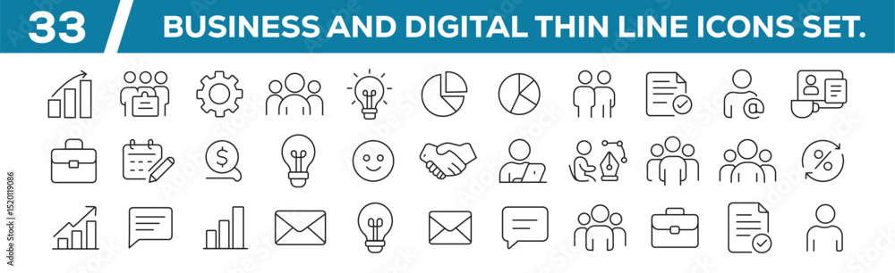 Poster finance and business line icons collection. data analysis line icons set. big ui icon set in a flat 