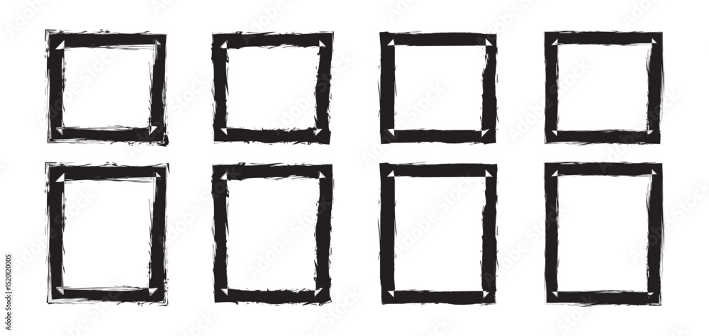 Poster vector set of black square frame - grunge brush stroke style (artwork 1). frame box with brush crayo